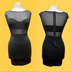 Mini cocktail party summer casual dress black sheer medium